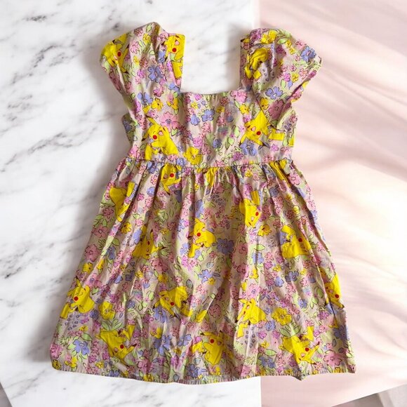 POKEMON Girls Pikachu Floral Dress Size Large 9/10 - Picture 1 of 7
